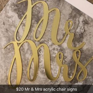 Mr & Mrs acrylic chair signs